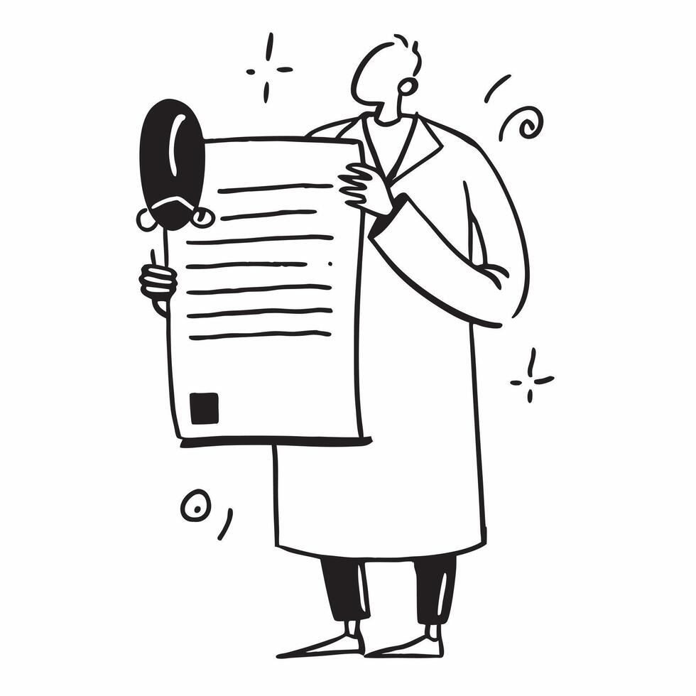 Clean Pharmacist with a certification and a lab coat indicating pharmaceutical achievement with blank space concept as A pharmacist holding a certification and wearing a lab coat symbol vector