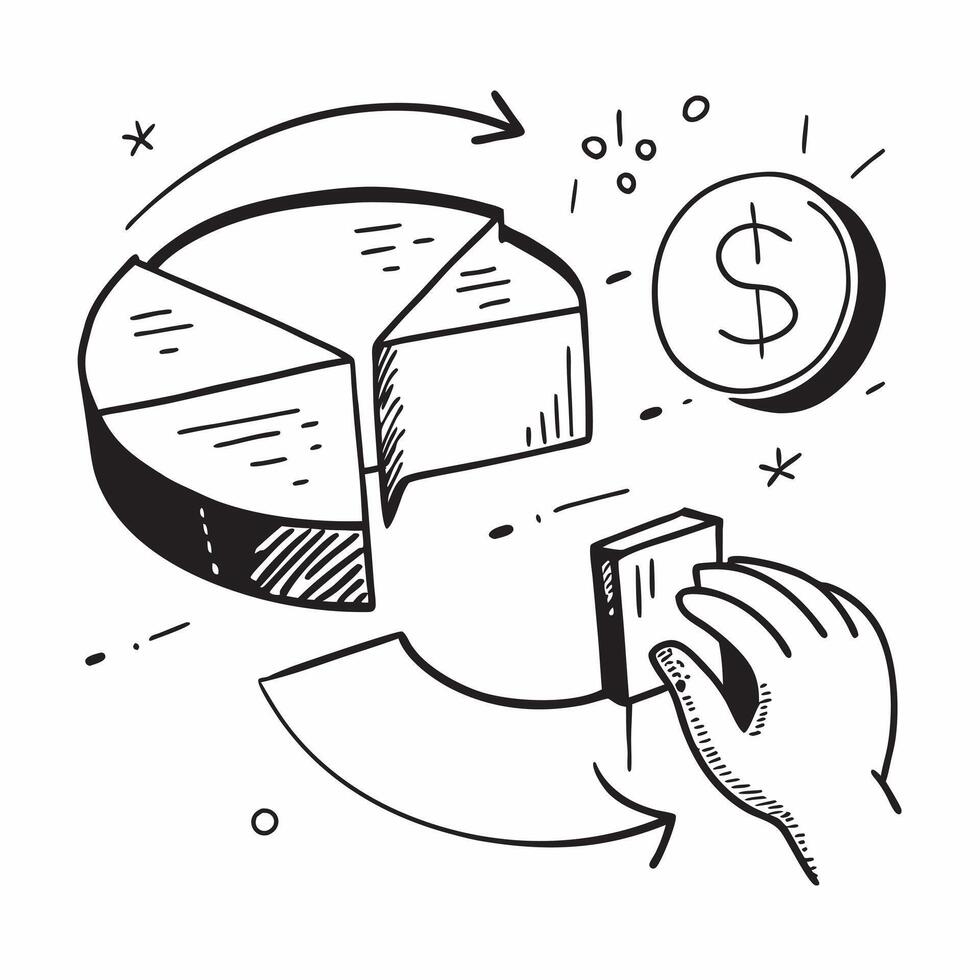 Clean Pie chart and currency symbol with space for text on a blue background concept as A sleek pie chart and currency symbol with ample space for text on a blue background suitable for vector