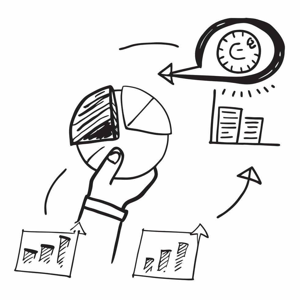 Clean Persona with a growth arrow and a pie chart symbolizing financial performance in double exposure with copy space concept as A persona blended with a growth arrow and a pie chart r vector