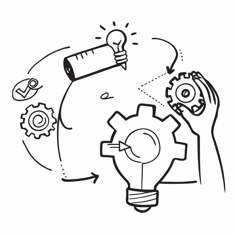 Clean Person and a mechanical part blueprint symbolizing mechanical design in double exposure with copy space concept as A person intertwined with a mechanical part blueprint representi vector