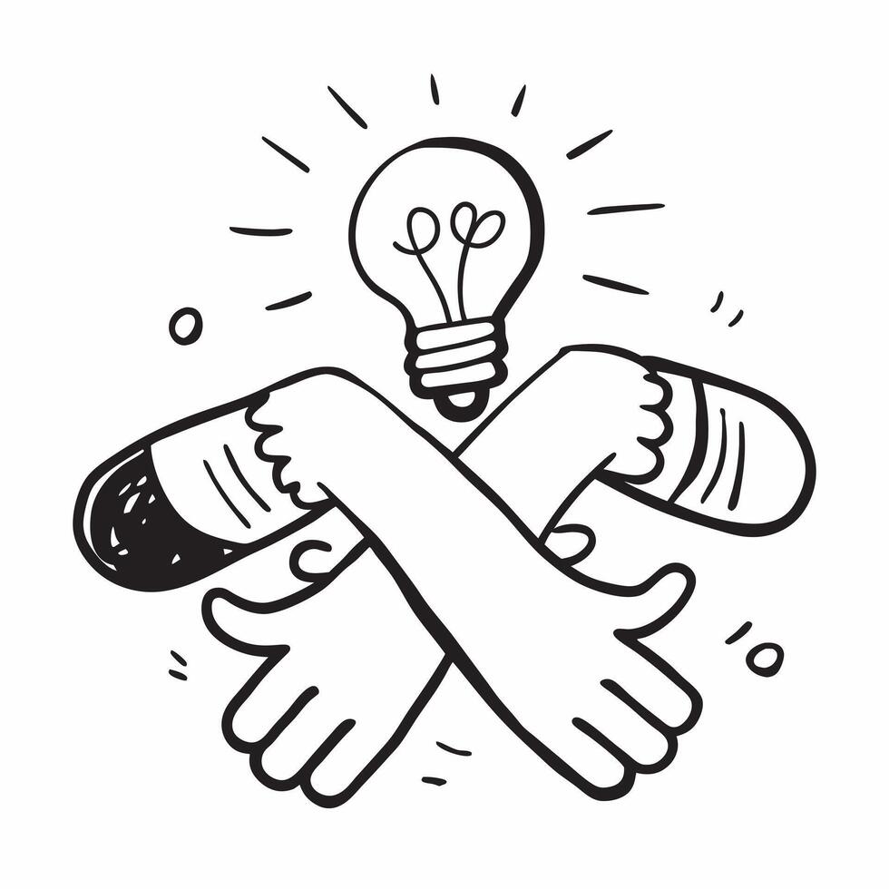 Clean Person and a light bulb symbolizing ideas and creativity in double exposure with copy space concept as A person intertwined with a light bulb representing the emergence of ideas a vector