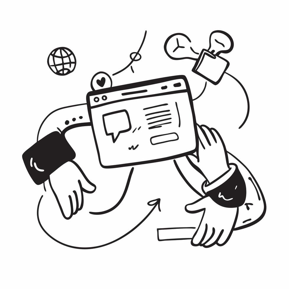 Clean Person and a digital ad symbolizing online marketing in double exposure with copy space concept as A person intertwined with a digital ad representing online marketing and promoti vector