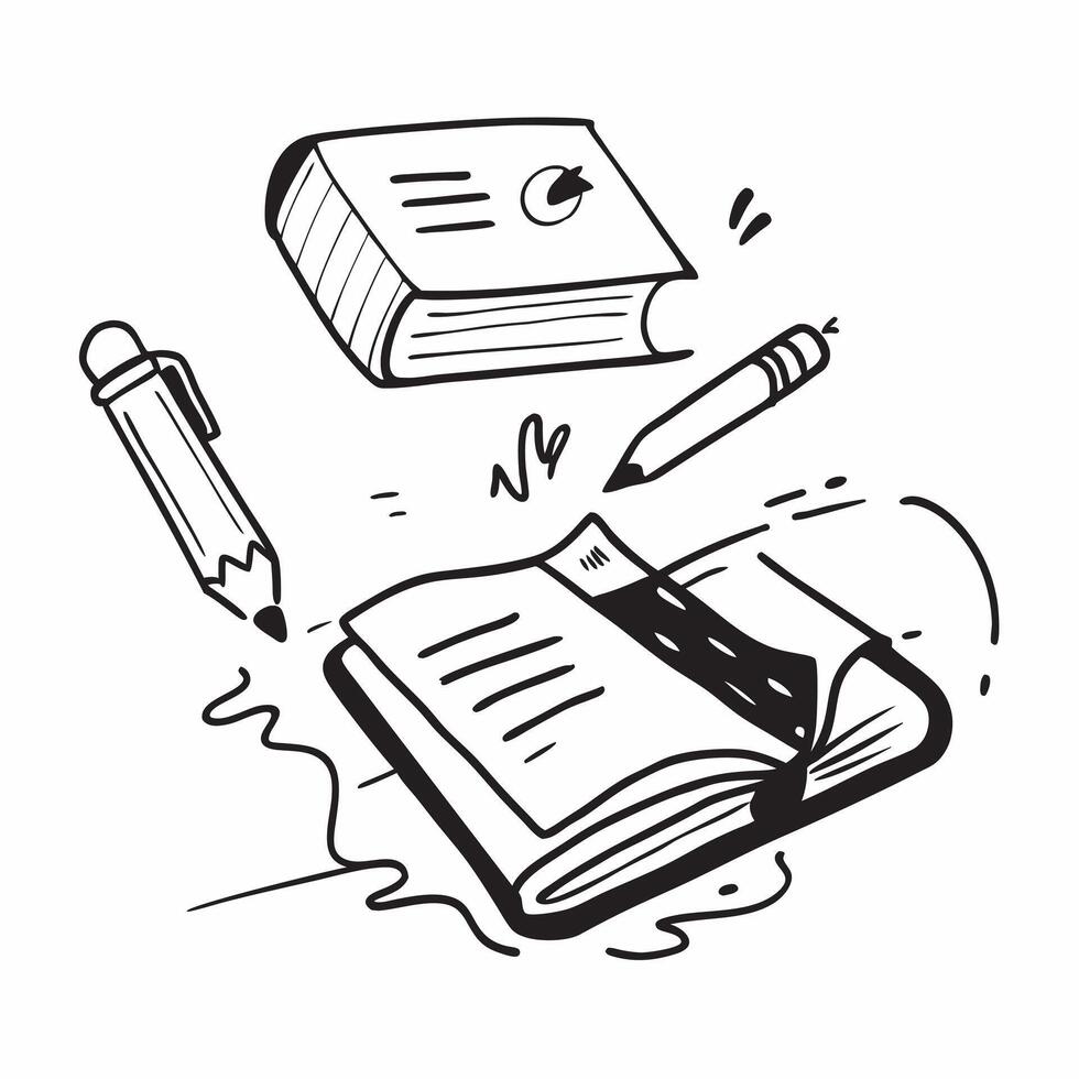 Clean Pen and notebook illustration with copy space for social media posts concept as An illustrative pen and notebook design with copy space tailored for social media posts and digital vector