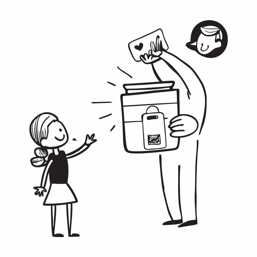 Clean Parent with a gratitude jar and a complaint box symbolizing positivity and negativity with ample space for text concept as A parent holding a gratitude jar and a complaint box rep vector