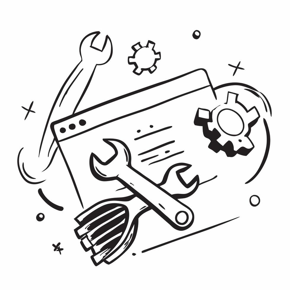 Clean On maintenance symbol with copy space for project planning concept as An artistic rendering of an on maintenance symbol with spacious copy space suitable for project planning goal Set 2 vector