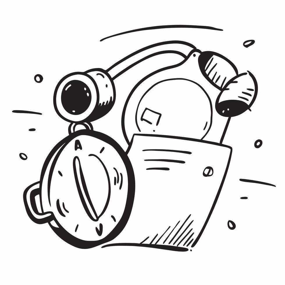 Clean Noise canceling headphones and a focus timer symbolizing concentration and time management with ample space for text concept as Noise canceling headphones and a focus timer repres vector