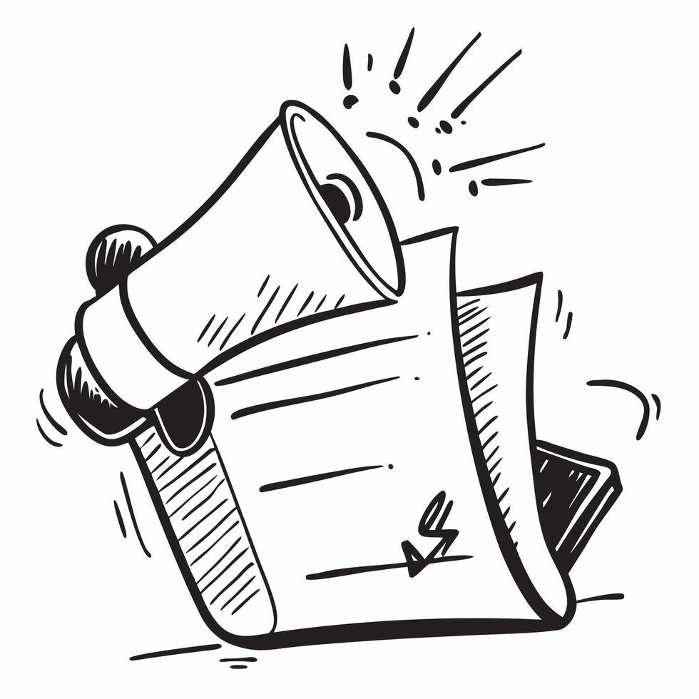 Clean Newspaper icon and megaphone with copy space on a white background concept as A icon illustration of a newspaper icon and a megaphone with ample copy space on a white background vector