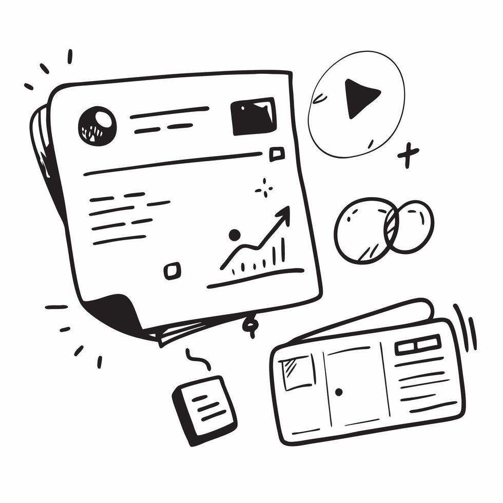 Clean News dashboard and media icon with space for text and graphics on a white background concept as A modern news dashboard and media icon design featuring space for both text and grap Set 2 vector