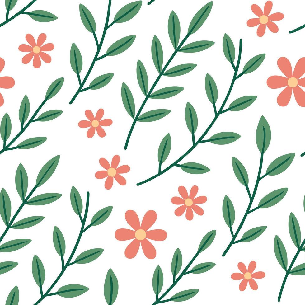 Clean Nature inspired spring garden seamless tile pattern with wildflowers and herbs for natural beauty concept as A seamless pattern featuring wildflowers and herbs for a rustic and nat vector