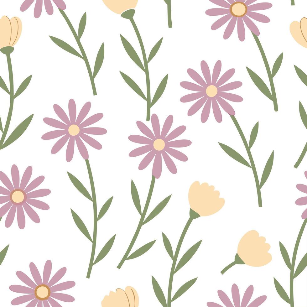 Clean Nature inspired spring flower seamless pattern with wildflowers for rustic home decor concept as Rustic wildflowers arranged in a seamless pattern for a natural earthy spring home vector