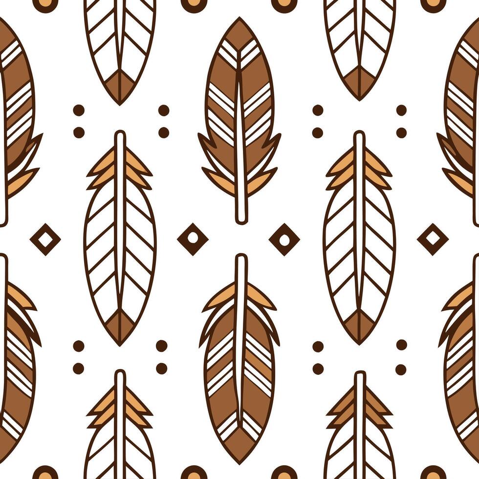 Clean Native American feather and arrow seamless tile pattern with earthy tones and traditional symbols concept as Earthy tones showcase Native American feathers and arrows in seamless t vector