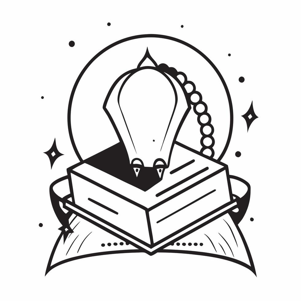 Clean Mosque and prayer beads symbol with copy space for religious guides concept as An artistic rendering of a mosque and prayer beads symbol with spacious copy space suitable for relig vector