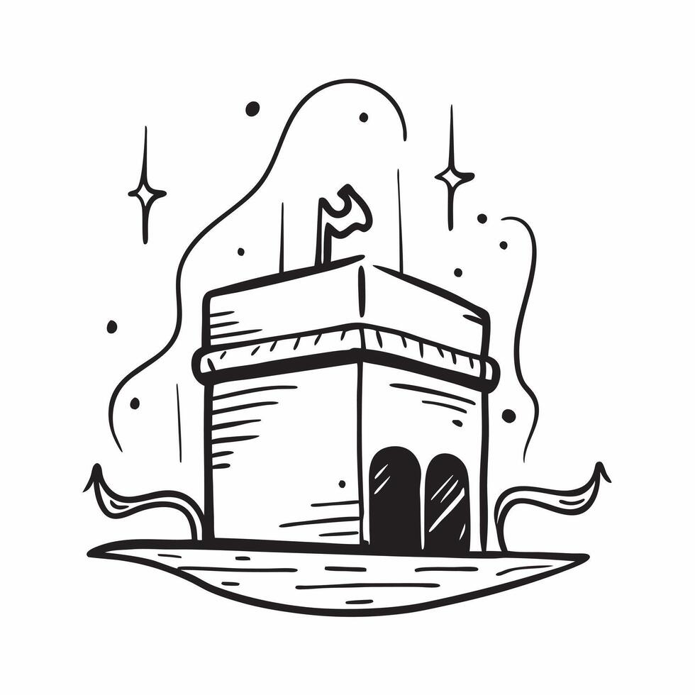 Clean Mosque and Kaaba concept as Mosque with Kaaba and ample copy space symbolizing the holy sites and places of worship during Eid Al Adha in Photo Stock Concept vector