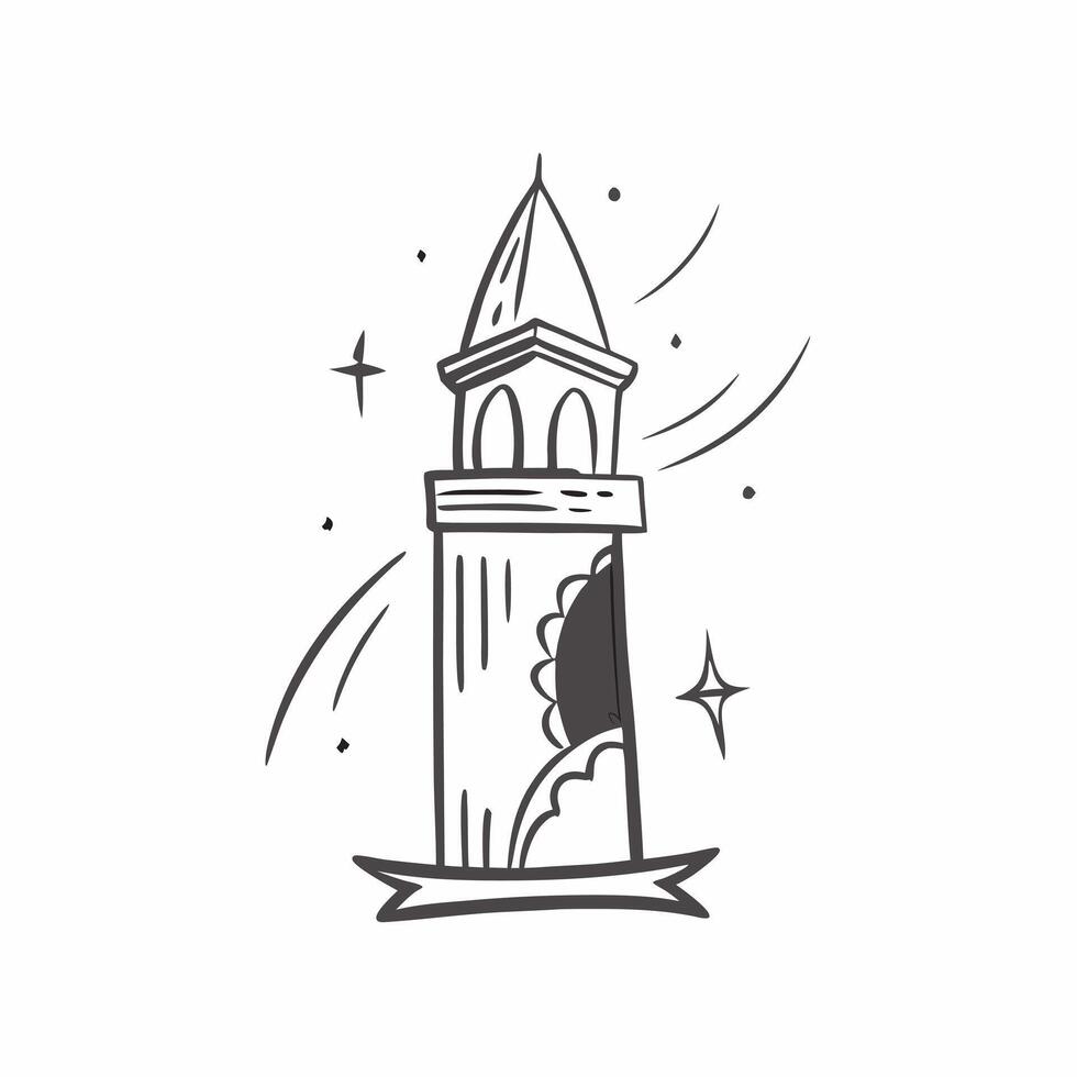 Clean Minaret and crescent icon with copy space for religious ads concept as A modern minaret and crescent icon design with generous copy space perfect for enhancing religious advertisem vector