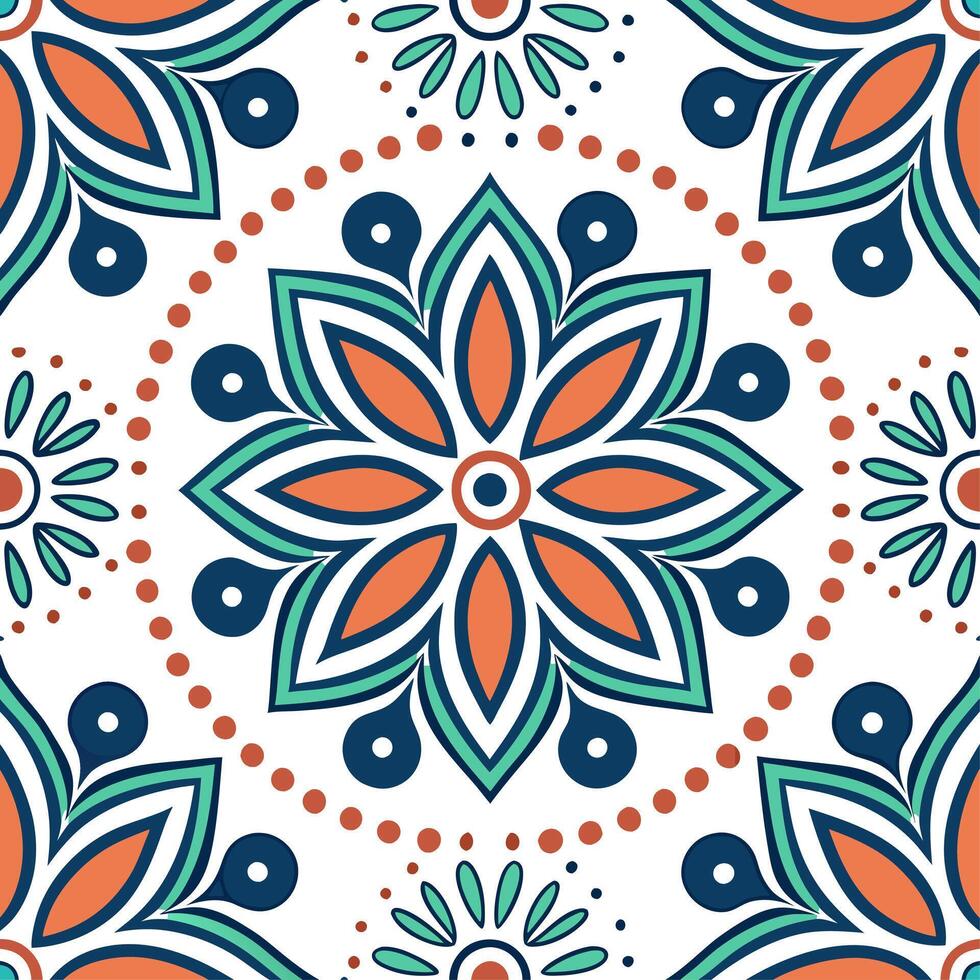 Clean Mexican Talavera geometric patterns and vibrant colors seamless tile pattern with traditional flair concept as Traditional flair with Mexican Talavera geometric patterns and vibran vector