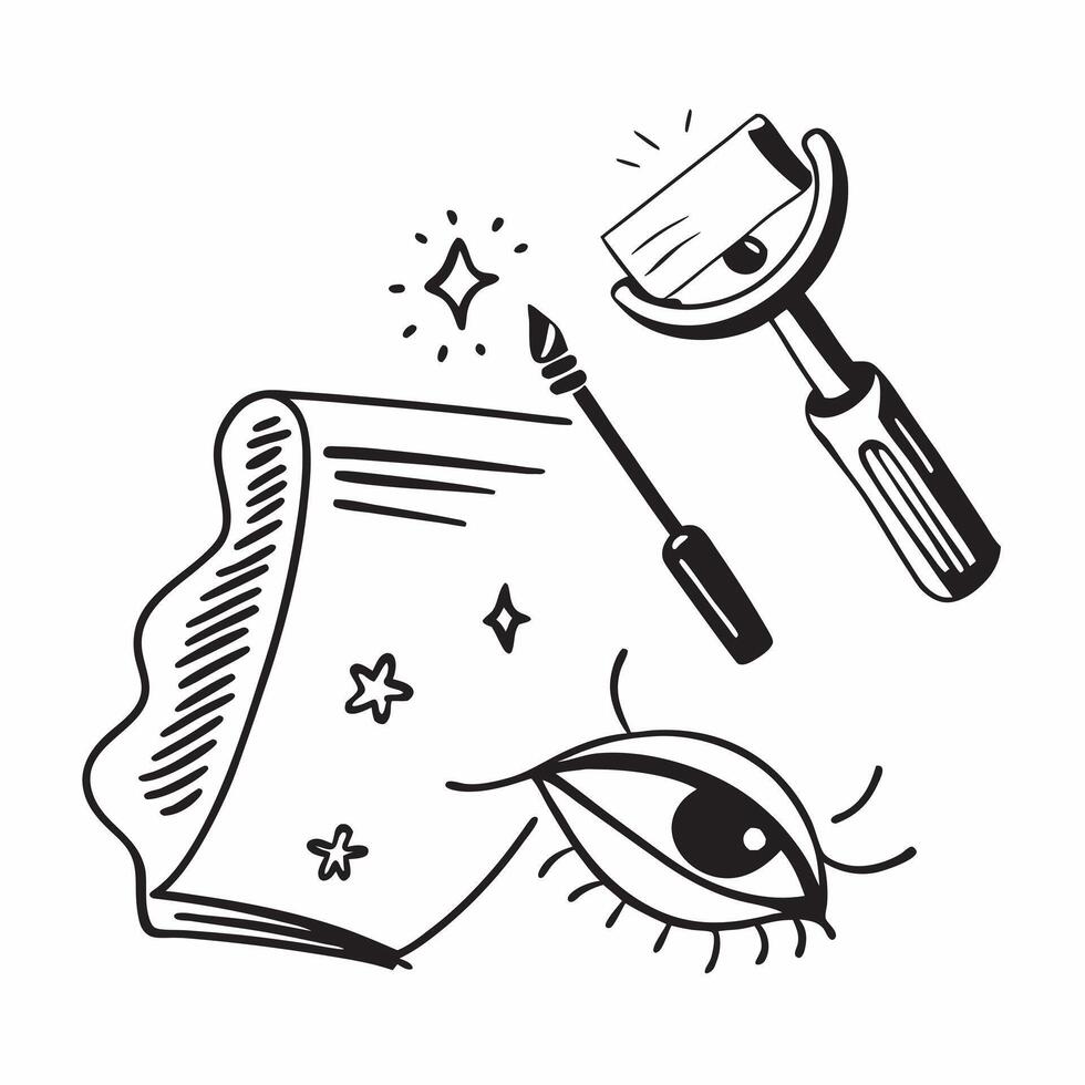 Clean Mascara and lash curler icon with copy space for infographics concept as An infographic ready mascara and lash curler icon with ample copy space designed to convey eyelash care mak vector