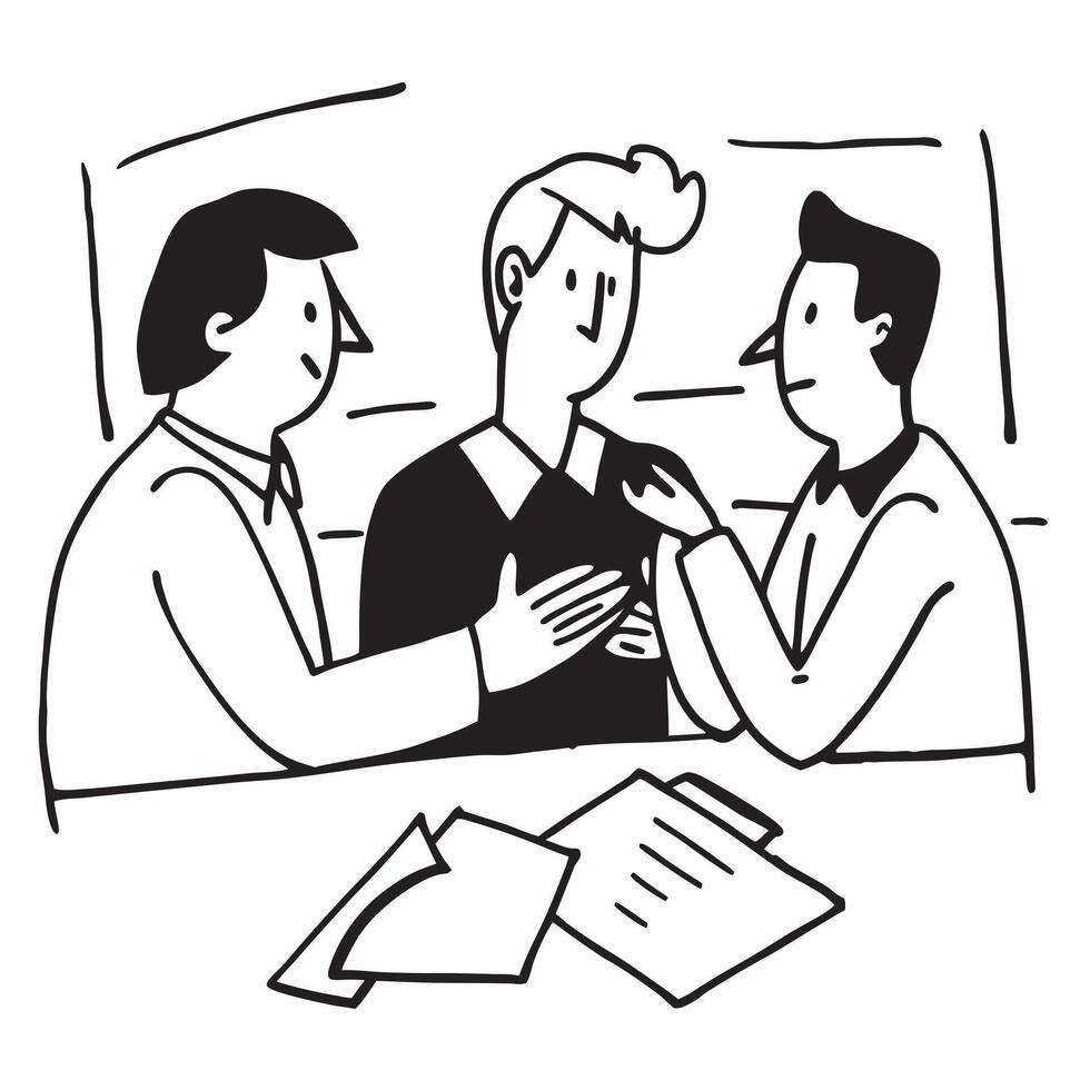 Clean Manager conducting a team briefing in a modern office concept as A illustration of a manager conducting a team briefing in a modern office using a 3 color scheme to highligh vector