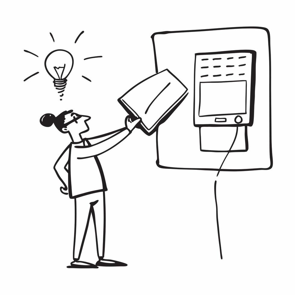 Clean Manager with a light therapy lamp and a break schedule symbolizing workplace light therapy with ample space for text concept as A manager using a light therapy lamp and holding a vector