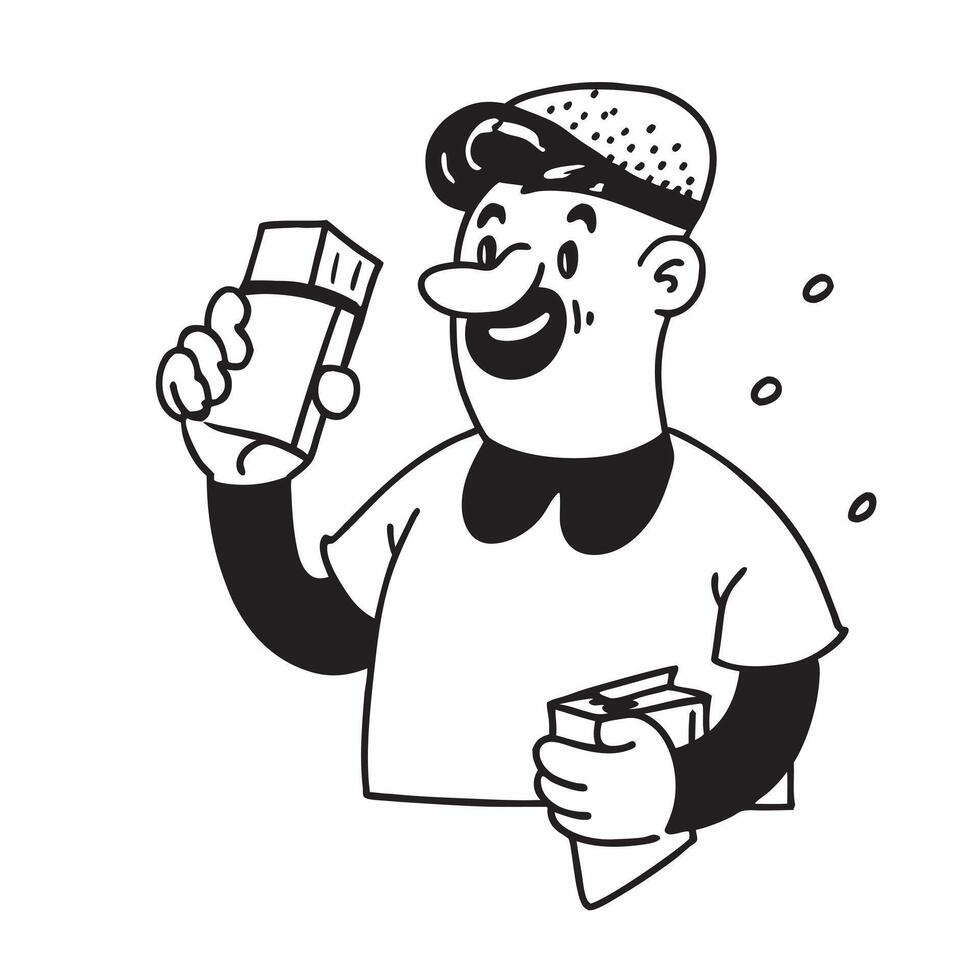 Clean Man with a milk carton and a glass of milk representing milk advertisement with ample space for text concept as A man holding a milk carton and a glass of milk symbolizing a whole vector