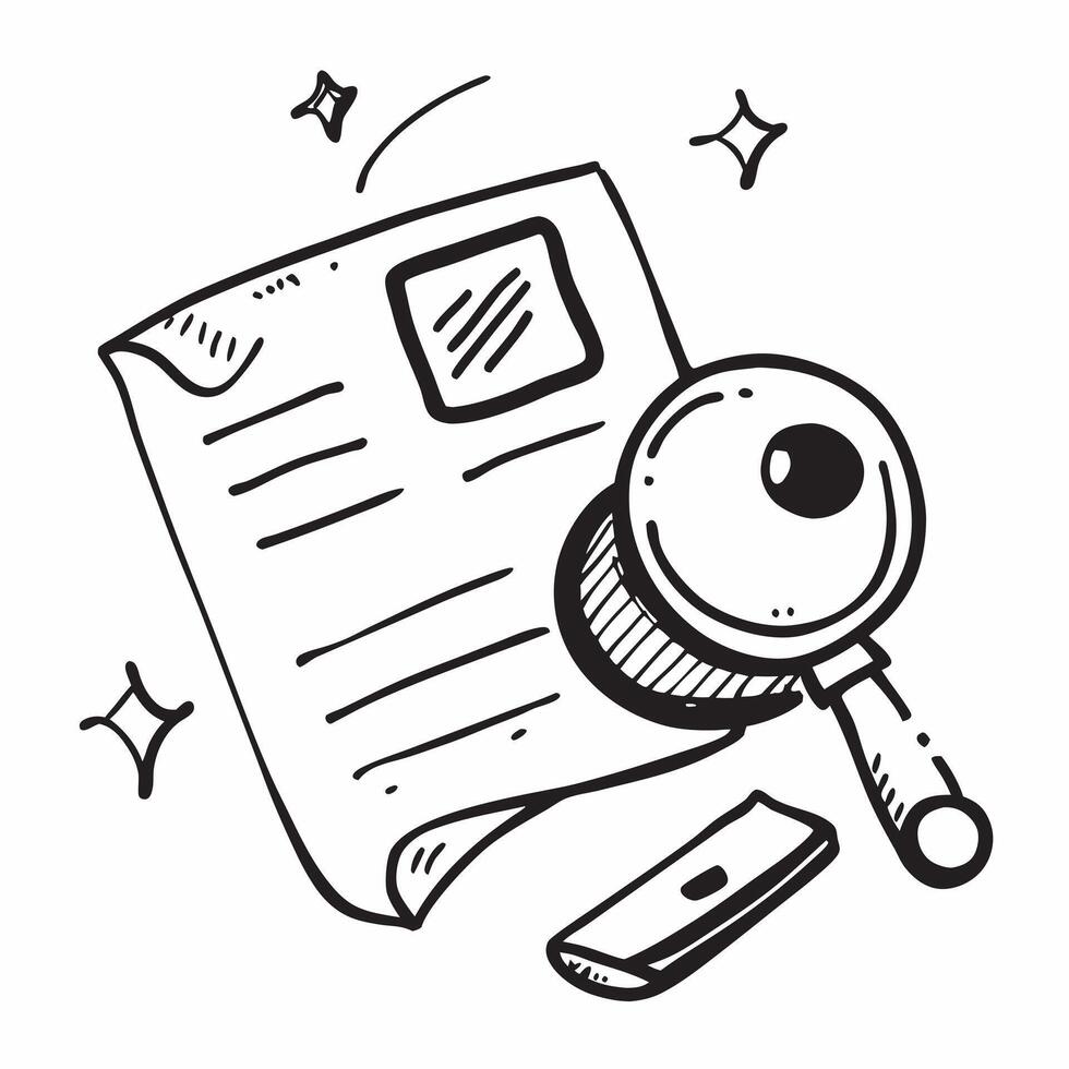 Clean Magnifying glass and job application icon with space for text and graphics on a blue background concept as A modern magnifying glass and job application icon design featuring space vector