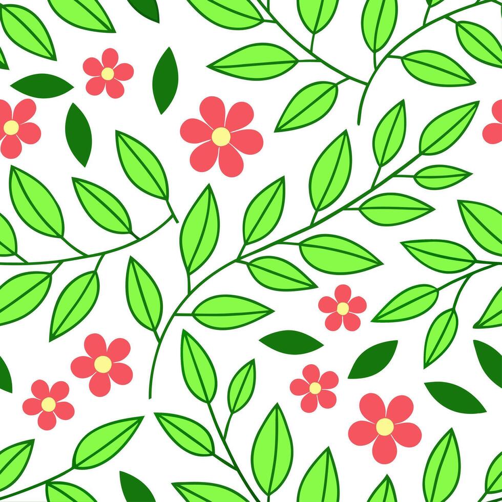 Clean Lush garden greenery seamless tile pattern with a variety of leaves vines and fresh blooms for a vibrant feel concept as Lush garden greenery with a mix of leaves vines and fresh b vector