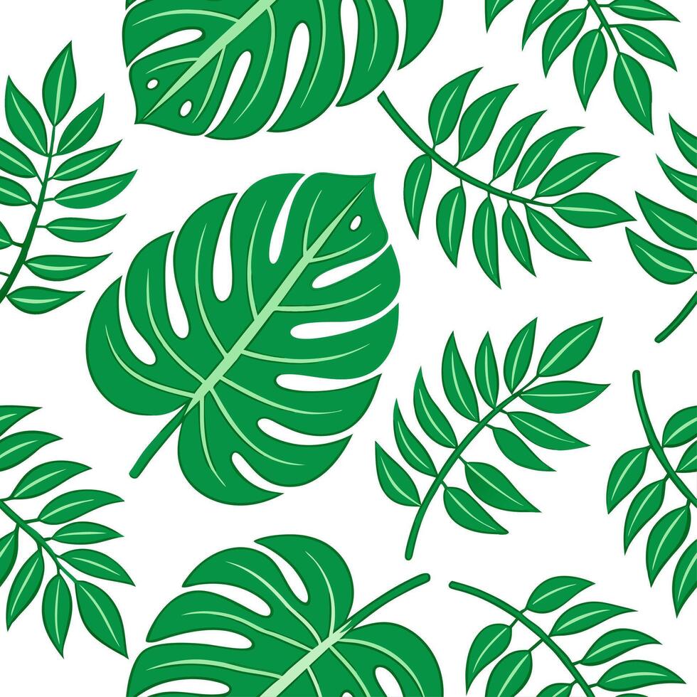 Clean Lush summer leaves seamless pattern with tropical vines and tendrils for lively tropical spaces concept as Tropical vines and tendrils arranged in a seamless tile pattern to infuse vector
