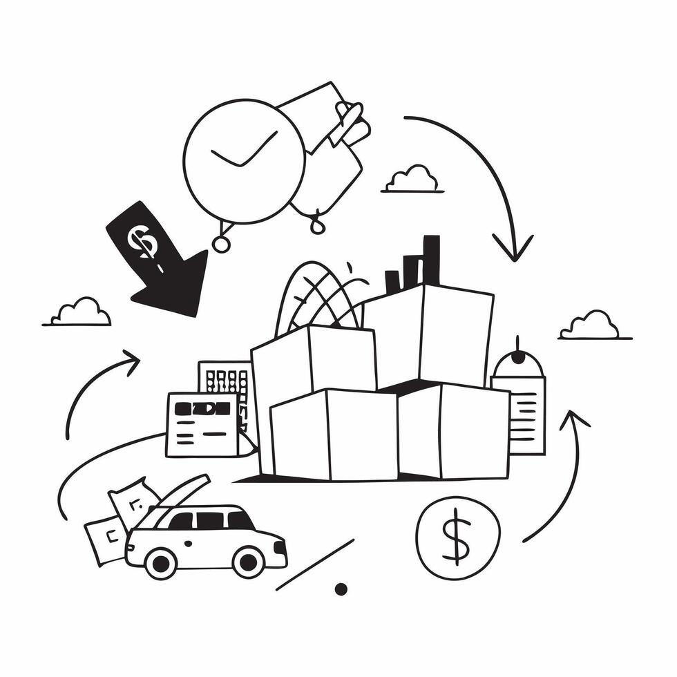 Clean Logistics hub and an investment portfolio symbolizing supply chain investment in double exposure with copy space concept as A logistics hub blended with an investment portfolio re vector