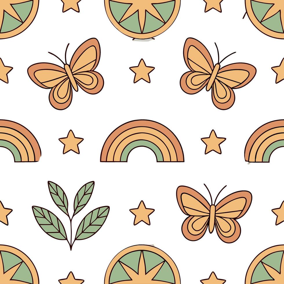Clean Local folklore tales and mythical creatures seamless tile pattern with vibrant and earthy tones concept as Vibrant and earthy tones highlight local folklore tales and mythical crea vector