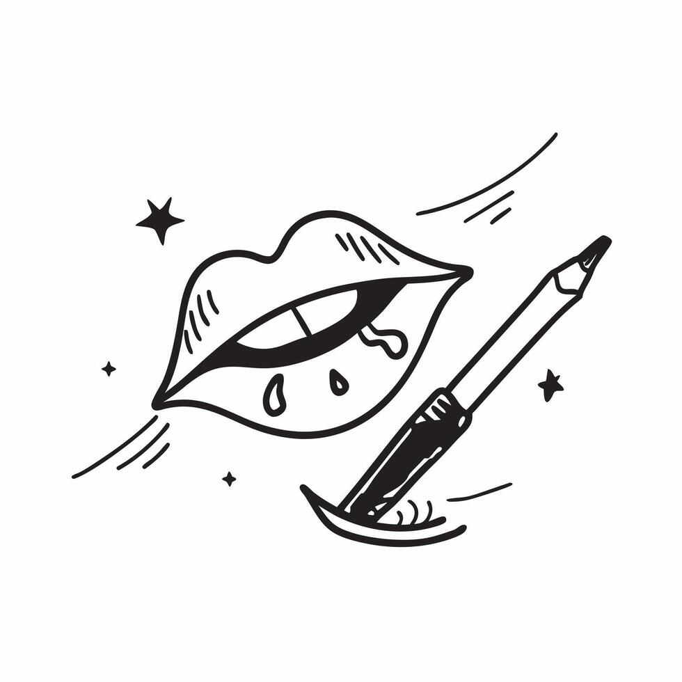 Clean Lip liner and lip stain icon with copy space for cosmetic ads concept as A sleek lip liner and lip stain icon with generous copy space suitable for creating eye catching cosmetic a vector