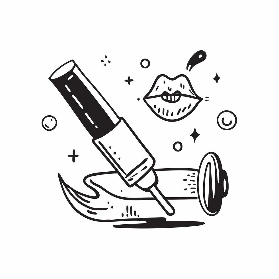 Clean Lip gloss and lipstick icon with copy space for cosmetic presentations concept as A visually appealing lip gloss and lipstick icon with ample copy space designed to enhance cosmeti vector