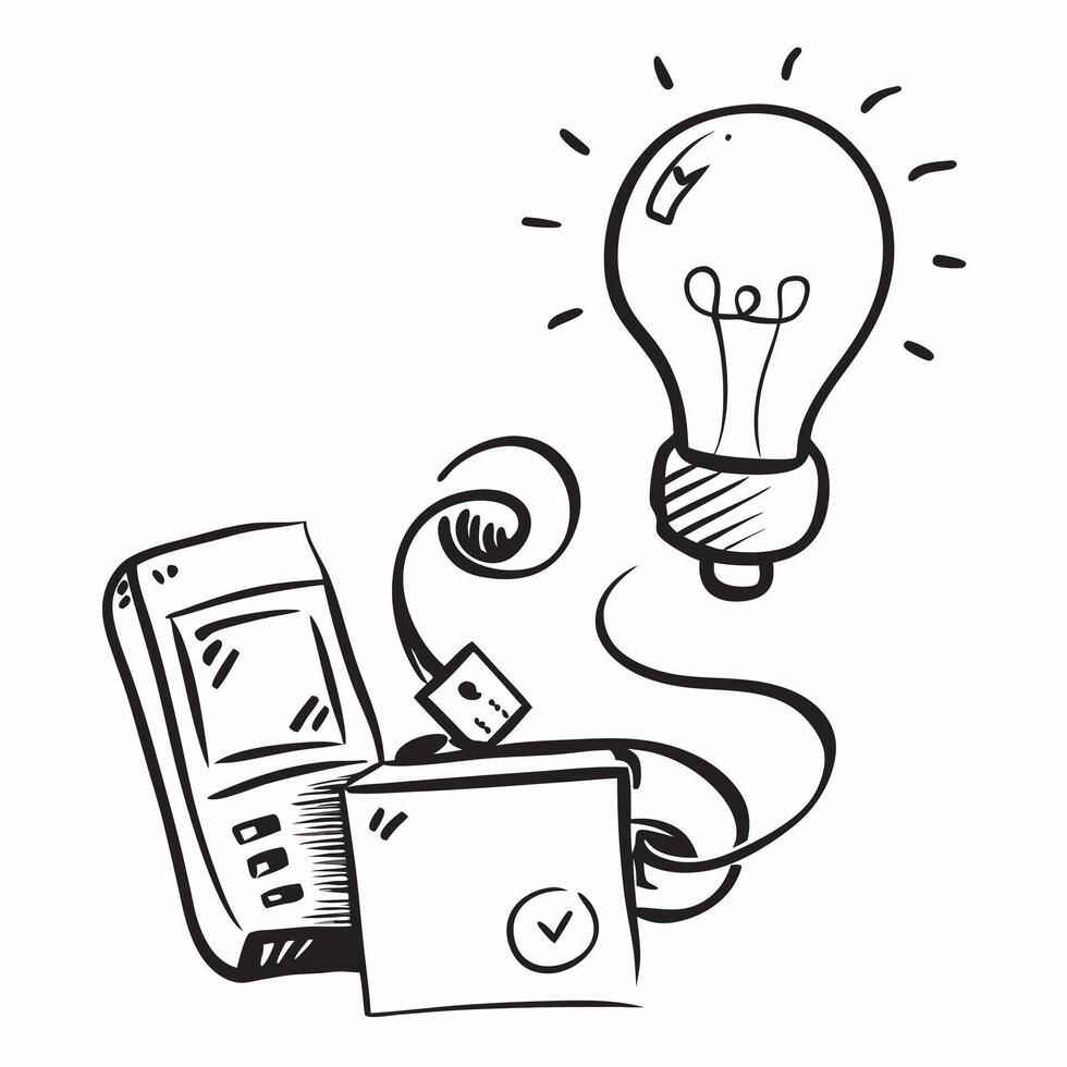 Clean Lightbulb and a switch symbolizing ideas and action with ample space for text concept as A lightbulb and a switch representing the fundamentals of generating ideas and taking acti vector