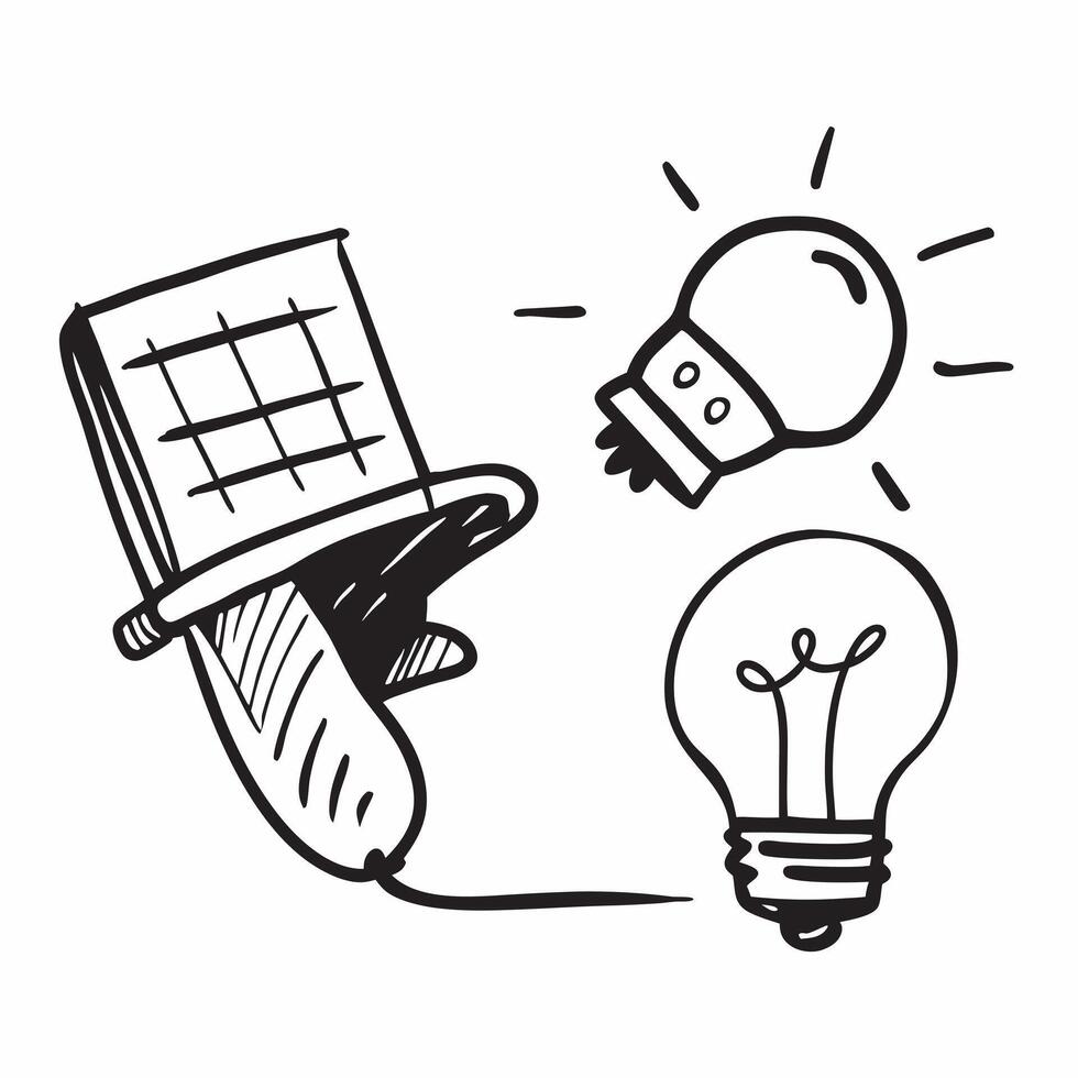 Clean LED light and a solar panel symbolizing energy efficient lighting with ample space for text concept as An LED light and a solar panel representing energy efficient lighting soluti vector