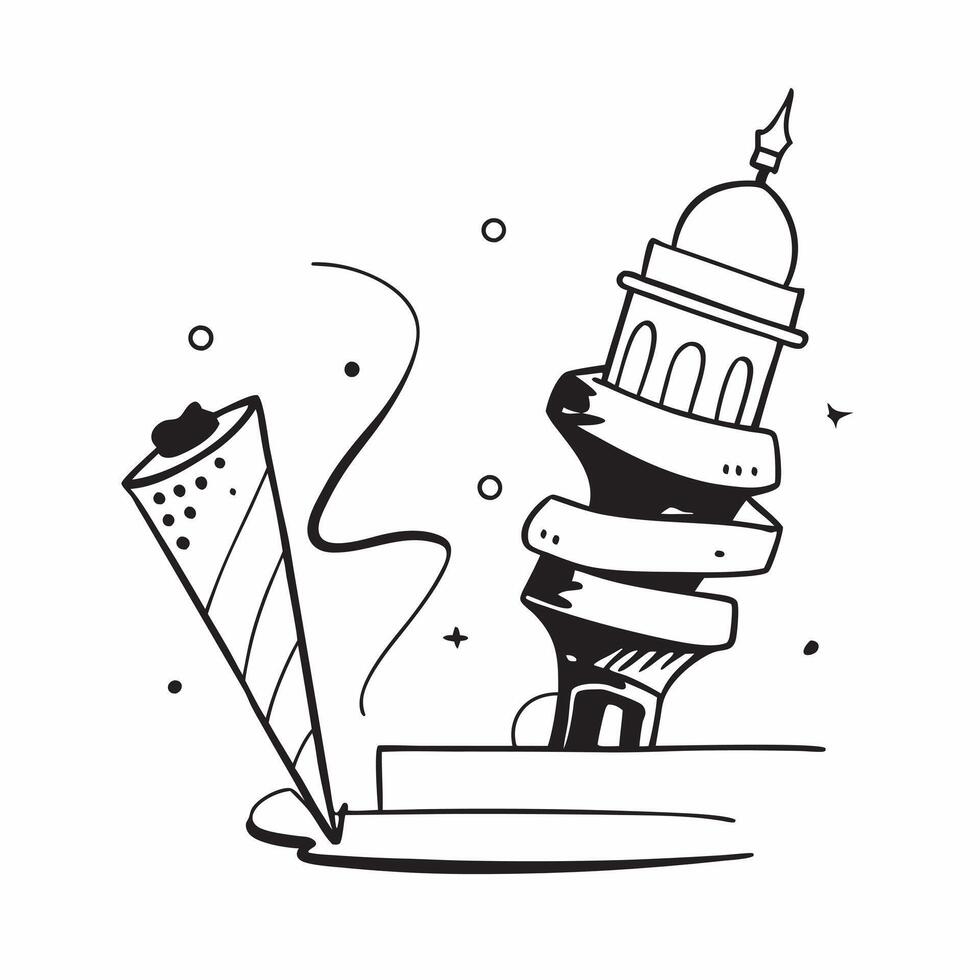 Clean Leaning Tower of Pisa and Florence Duomo concept as Leaning Tower of Pisa with Florence Duomo and ample copy space representing the historic and iconic landmarks of Italy in Photo vector