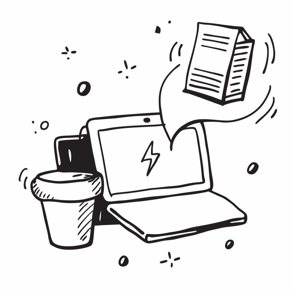 Clean Laptop and coffee cup symbol with copy space for workspaces concept as An artistic rendering of a laptop and coffee cup symbol with spacious copy space suitable for workspaces offi vector