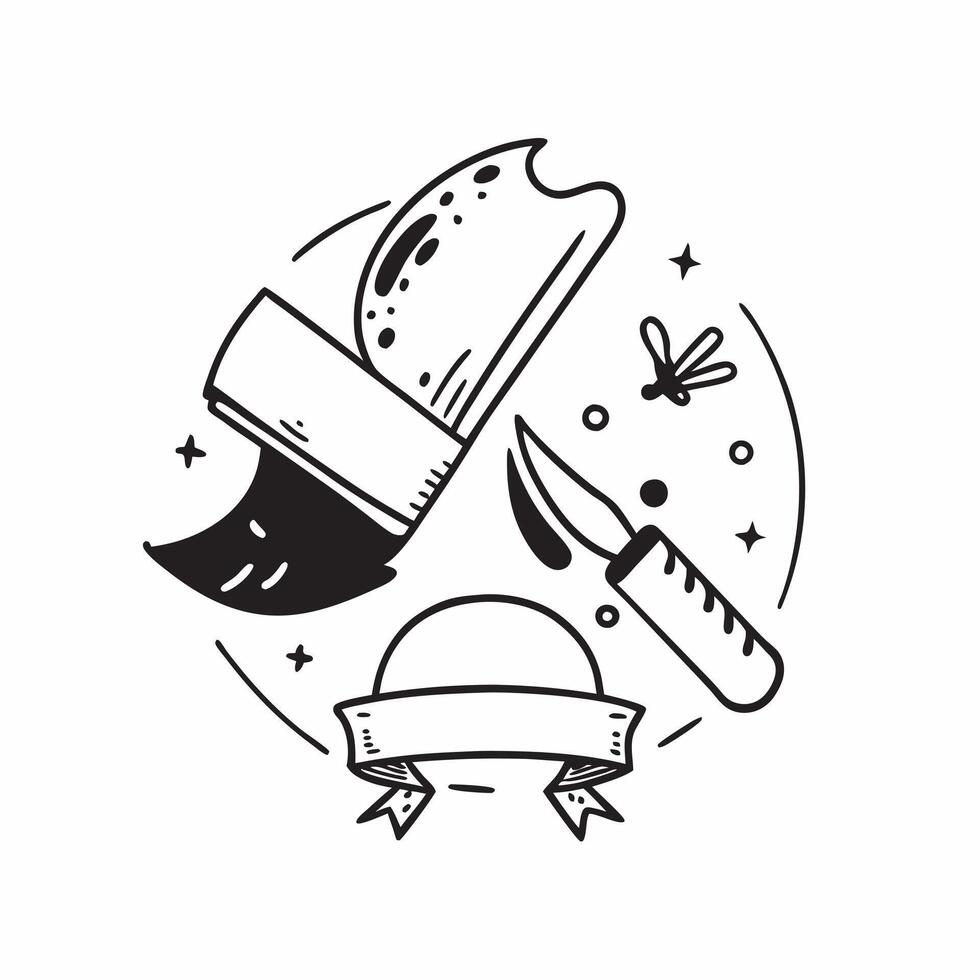 Clean Knife and spoon icon with space for text and graphics on a blue background concept as A modern knife and spoon icon design featuring space for both text and graphics on a blue back vector