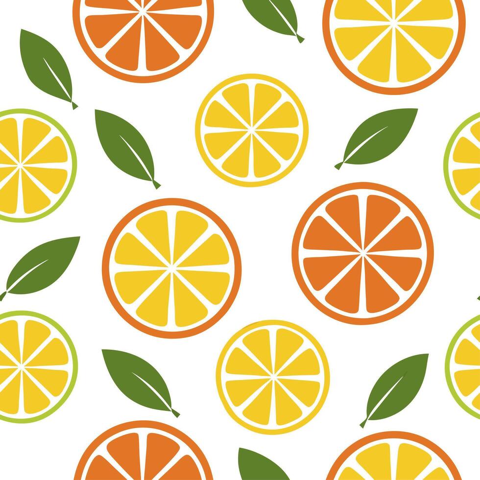Clean Juicy citrus fruits seamless tile pattern with bright oranges lemons and limes for a zesty summer vibe concept as Oranges lemons and limes create a zesty and vibrant seamless tile vector