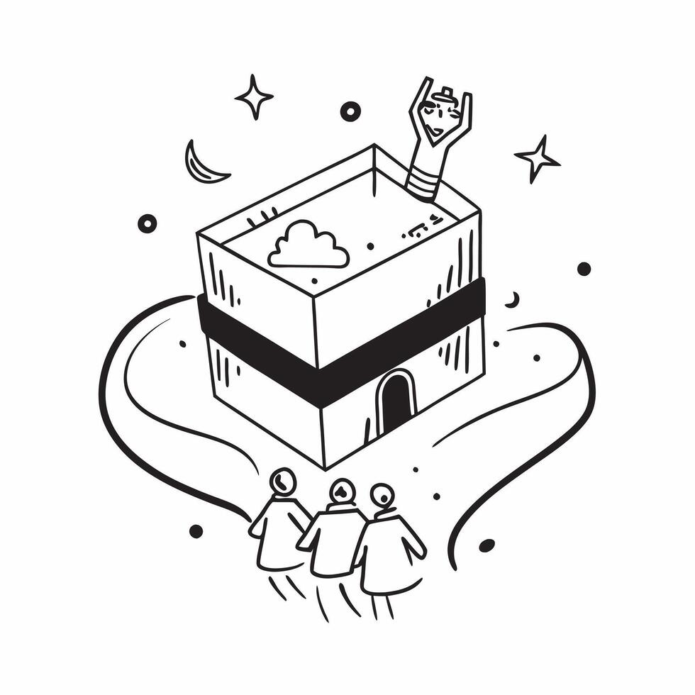 Clean Kaaba and Pilgrims concept as Kaaba with pilgrims and ample copy space symbolizing the Hajj pilgrimage and devotion during Eid Al Adha in Photo Stock Concept Set 2 vector