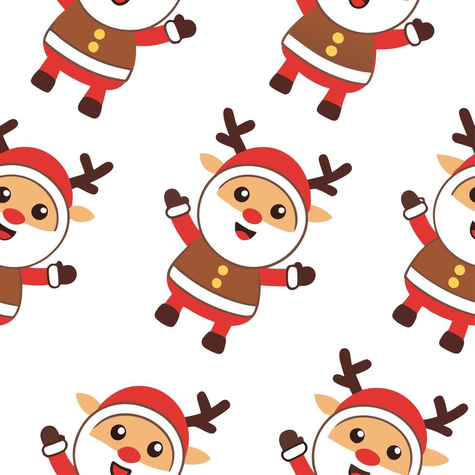 Clean Joyful Santa Claus and reindeer seamless tile pattern with vibrant holiday colors concept as Santa Claus and reindeer bring joy with vibrant holiday colors in seamless tile pattern vector