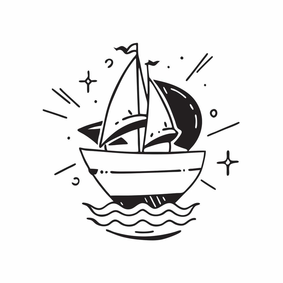 Clean High sail and a low sail on a boat symbolizing speed and calm with ample space for text concept as A boat with a high sail and a low sail representing speed and calm with blank sp vector