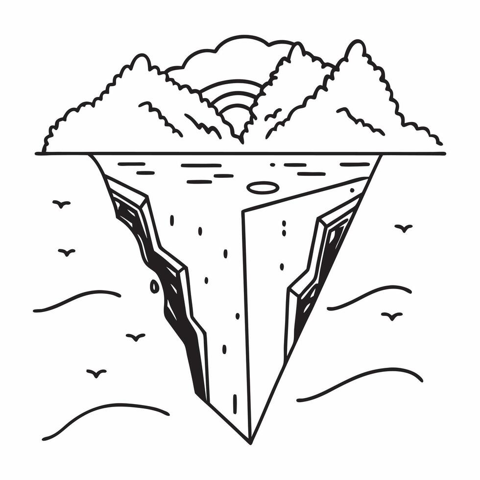Clean High cliff and a low beach symbolizing elevation and depth with ample space for text concept as A high cliff and a low beach representing elevation and depth with room for writing vector