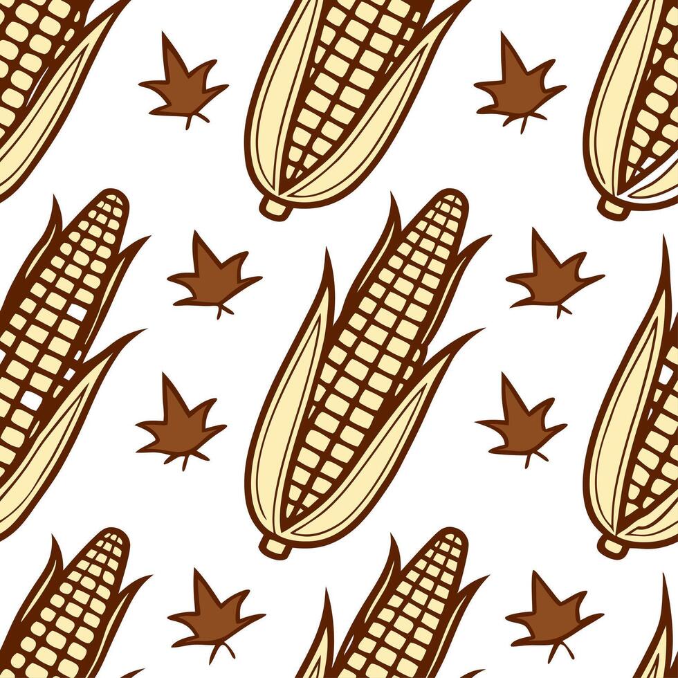 Clean Harvest inspired corn stalks seamless tile pattern with warm golden tones and autumn textures concept as Warm golden corn stalks with autumn textures create a harvest inspired seam vector