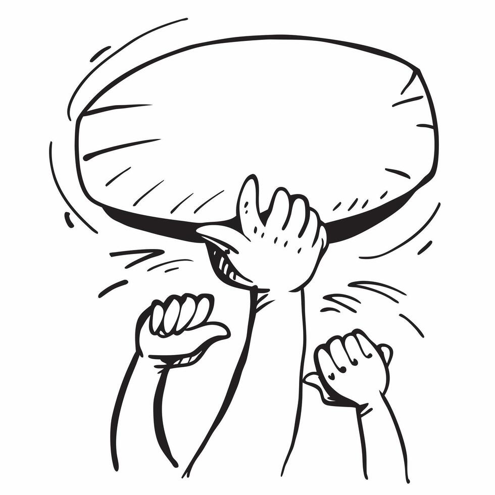 Clean Hands reaching to lift a heavy object symbolizing effort and team challenge with ample space for text concept as Hands reaching out to lift a heavy object together representing th vector