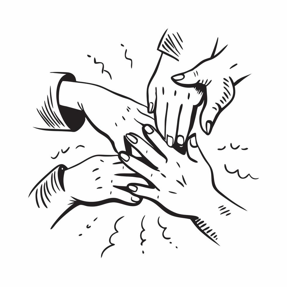 Clean Hands joining to form a circle symbolizing unity and team effort with ample space for text concept as Hands joining together to form a circle representing unity and the collective vector