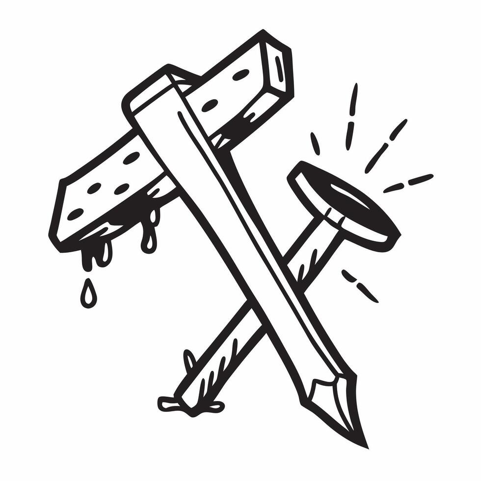 Clean Hammer and nails symbolizing construction and foundation with ample space for text concept as A hammer and nails representing the fundamentals of construction and building a found vector