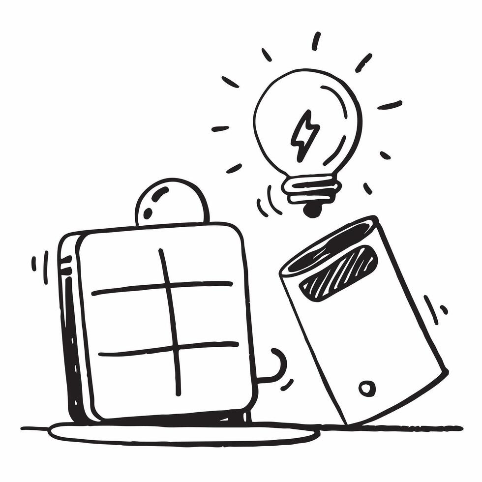 Clean Green energy battery and a solar panel symbolizing renewable power storage with ample space for text concept as A green energy battery next to a solar panel representing the stora vector