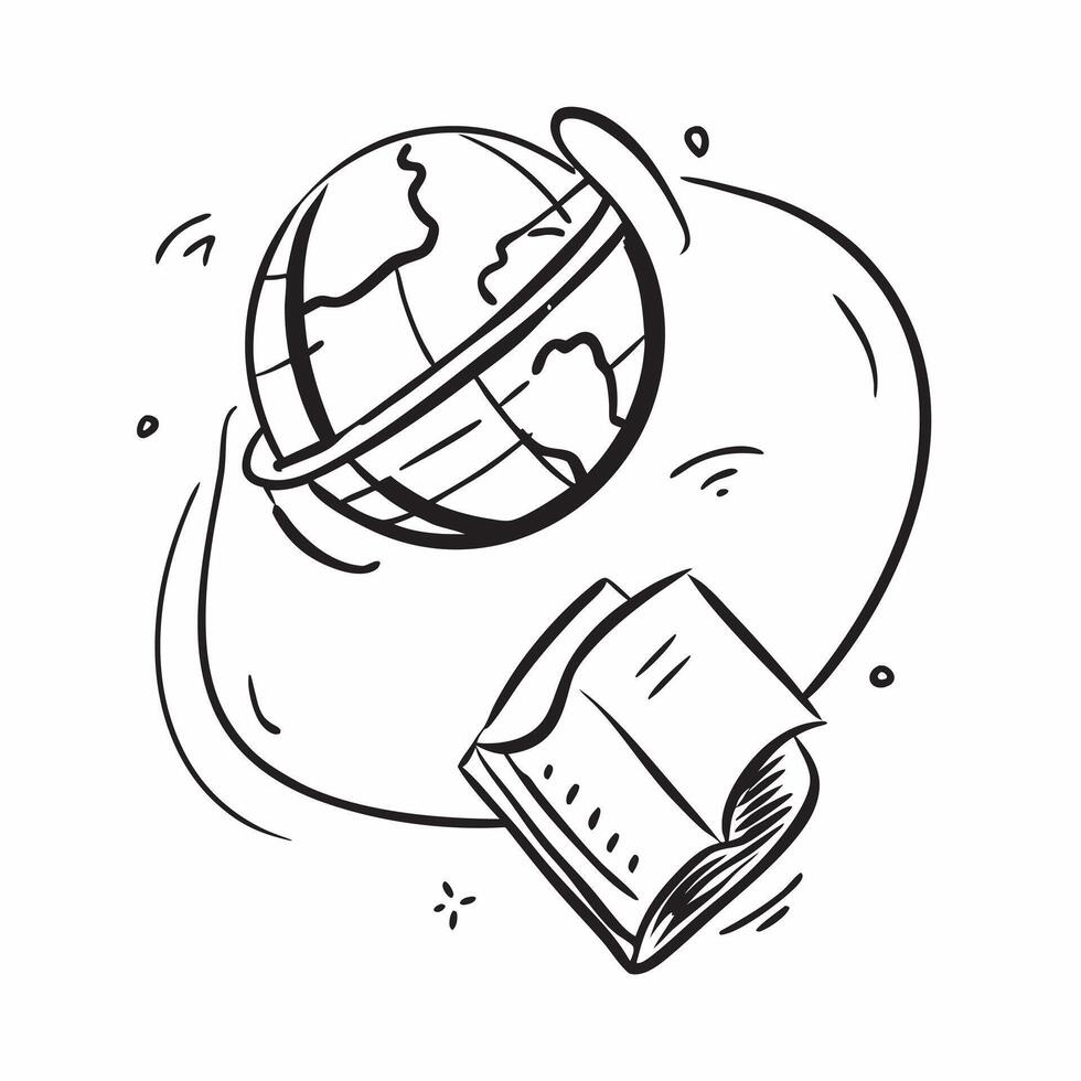 Clean Globe and textbook icon with copy space for geography and history themes concept as An infographic ready globe and textbook icon with ample copy space designed to convey geography vector
