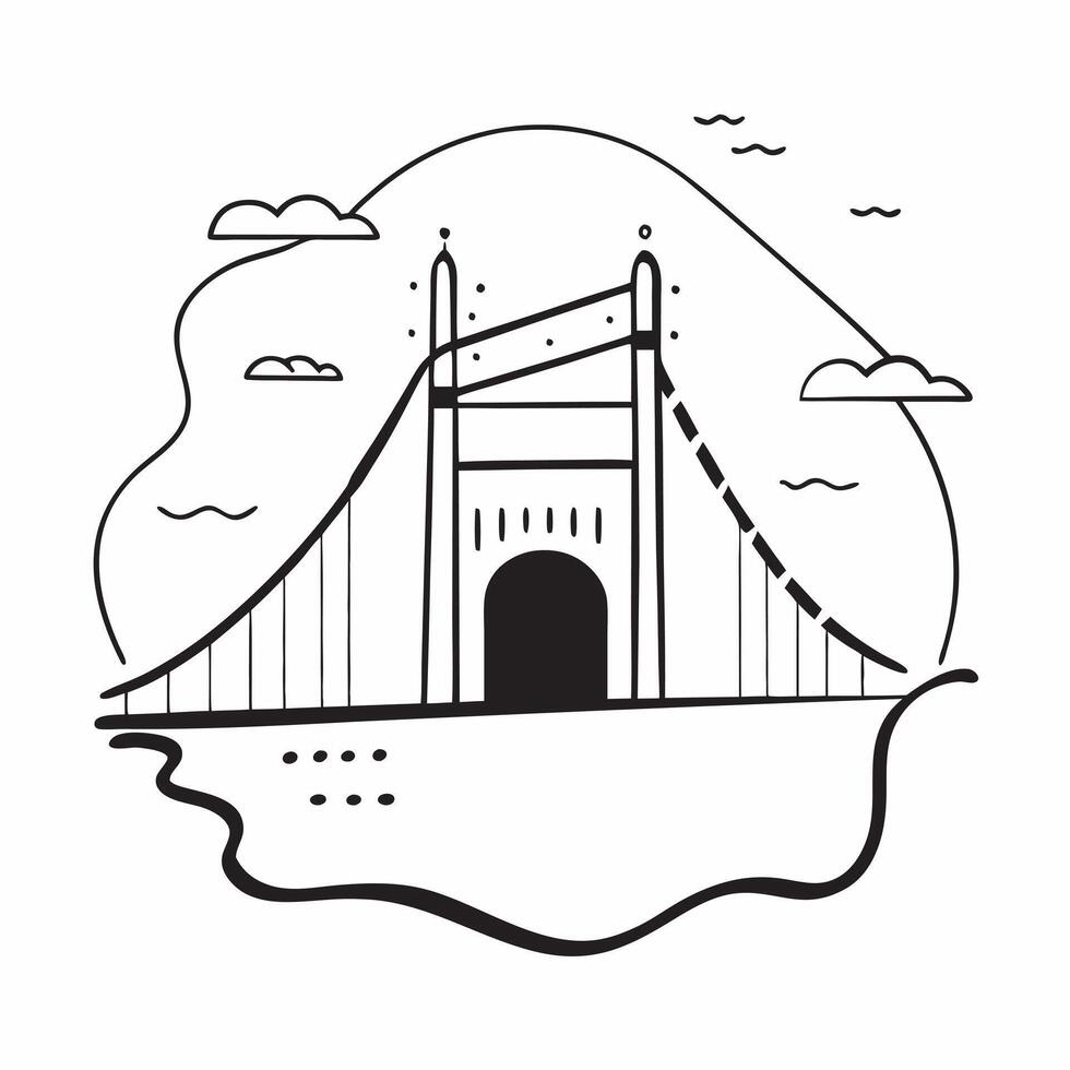 Clean Golden Gate Bridge and Cable Car concept as Golden Gate Bridge with a cable car and ample copy space symbolizing the iconic symbols of San Francisco in Photo Stock Concept vector
