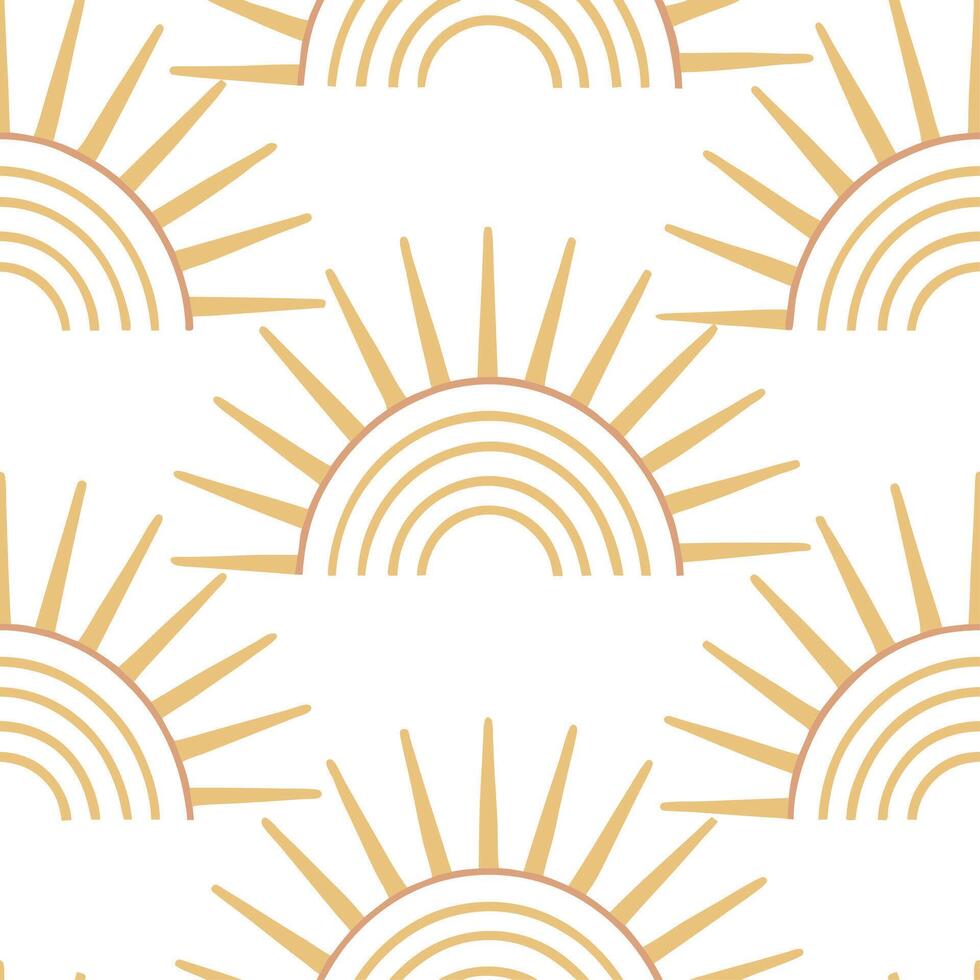 Clean Golden sun rays seamless tile pattern with highlights and soft hues symbolizing a rejuvenating spring morning concept as Golden sun rays with soft hues create a seamless spring til vector