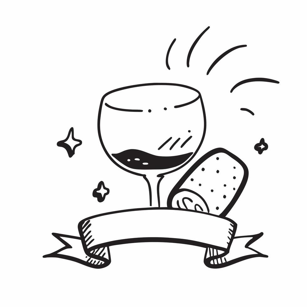 Clean Glass of red wine and a piece of bread symbolizing classic dining with ample space for text concept as A glass of red wine and a piece of bread representing the timeless combinati vector
