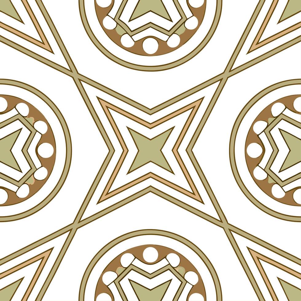 Clean Geometric retro seamless tile pattern earth tones on white background ideal for natural interiors concept as Designing seamless tile with geometric retro patterns in earth tones on vector